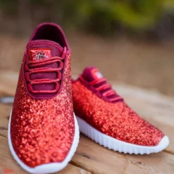 Mango Glitter Bomb Sneakers Adult And Children - Red On White