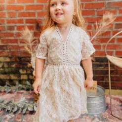 D & J Industries Girls Angel Eyes Dress - Ivory