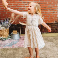 D & J Industries Girls Angel Eyes Dress - Ivory