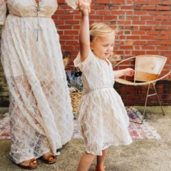 D & J Industries Girls Angel Eyes Dress - Ivory