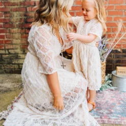 D & J Industries Girls Angel Eyes Dress - Ivory