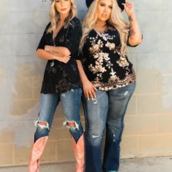 D & J Industries Sequin Secret Top - Black Clothing