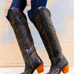 Alig Tannery Pre-Orders PREORDER Black Knight — Knee High Leather Western Boots
