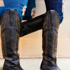 Alig Tannery PREORDER Black Knight — Wide Calf Leather Western Boots