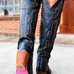 Alig Tannery Pre-Orders PREORDER Black Knight — Knee High Leather Western Boots
