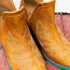 Alig Tannery Liz Embroidered Dream Leather Bootie In Brown Footwear