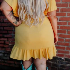 D & J Industries Sale! Never Lookin Back Dress - Mustard