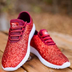Mango Glitter Bomb Sneakers Adult And Children - Red On White