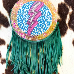 Southern Custom Designs Leopard Lightning Bolt Fringe Freshie