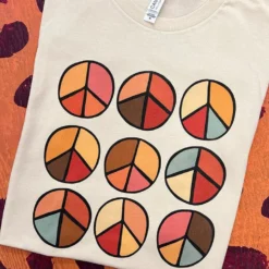 Miss Mud Pie Groovy Peace Sign T-shirt - Natural New Arrivals