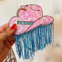 Southern Custom Designs Leopard Cowgirl Hat And Fringe Freshie