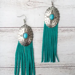 Southern Grace New Arrivals Concho Turquoise Fringe Earrings
