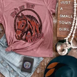 Miss Mud Pie Clothing Aint My First Rodeo Tee - Mauve