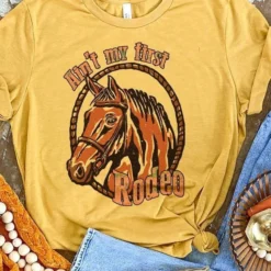Miss Mud Pie Clothing Aint My First Rodeo Tee - Mustard