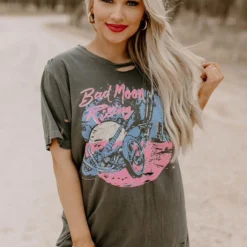Country Deep Bad Moon Rising Distressed Tee Clothing