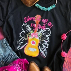 Miss Mud Pie Tees Blame It All On My Roots - Black