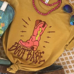 Miss Mud Pie Tees Boot Babe Tee - Mustard