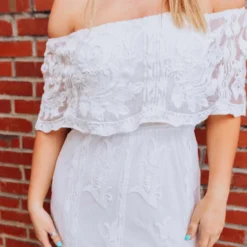 D & J Industries Bridal Ivory Off Shoulder Dress