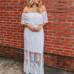 D & J Industries Bridal Ivory Off Shoulder Dress