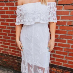 D & J Industries Bridal Ivory Off Shoulder Dress