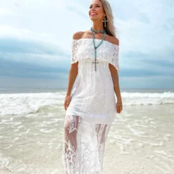 D & J Industries Bridal Ivory Off Shoulder Dress