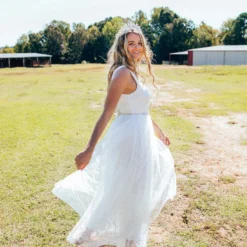 D & J Industries Bridal Lace Long Dress