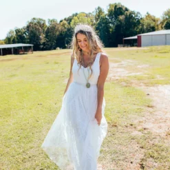 D & J Industries Bridal Lace Long Dress