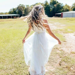 D & J Industries Bridal Lace Long Dress