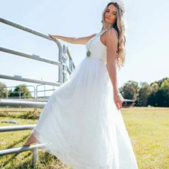 D & J Industries Bridal Lace Long Dress