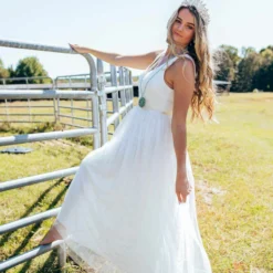 D & J Industries Bridal Lace Long Dress