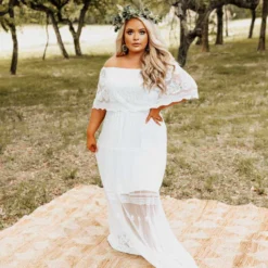 D & J Industries Bridal Off Shoulder White Dress Sale!