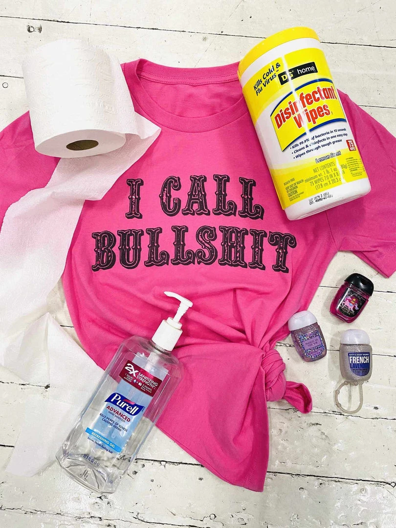 Bling-A-Gogo Bullshit Tee - Pink 1 Bling-A-Gogo Bullshit Tee - Pink