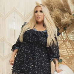 D & J Industries Burnin Love Off Shoulder Dress - Black 5 D & J Industries Burnin Love Off Shoulder Dress - Black