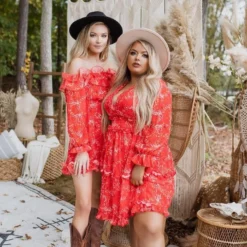 Southern Fried Chics Burnin Love Off Shoulder Dress 8 Southern Fried Chics Burnin Love Off Shoulder Dress