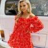 Southern Fried Chics Burnin Love Off Shoulder Dress