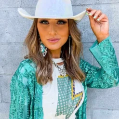 Western Fashion, Inc Metallic Opal Cowboy Hat - White