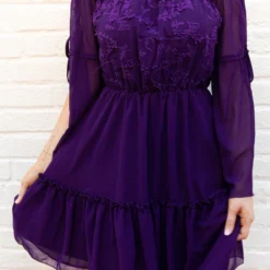 D & J Industries Clothing Cheerful Wishes - Off The Shoulder Boho Dress In Purple