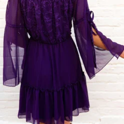 D & J Industries Clothing Cheerful Wishes - Off The Shoulder Boho Dress In Purple 6 D & J Industries Clothing Cheerful Wishes - Off The Shoulder Boho Dress In Purple