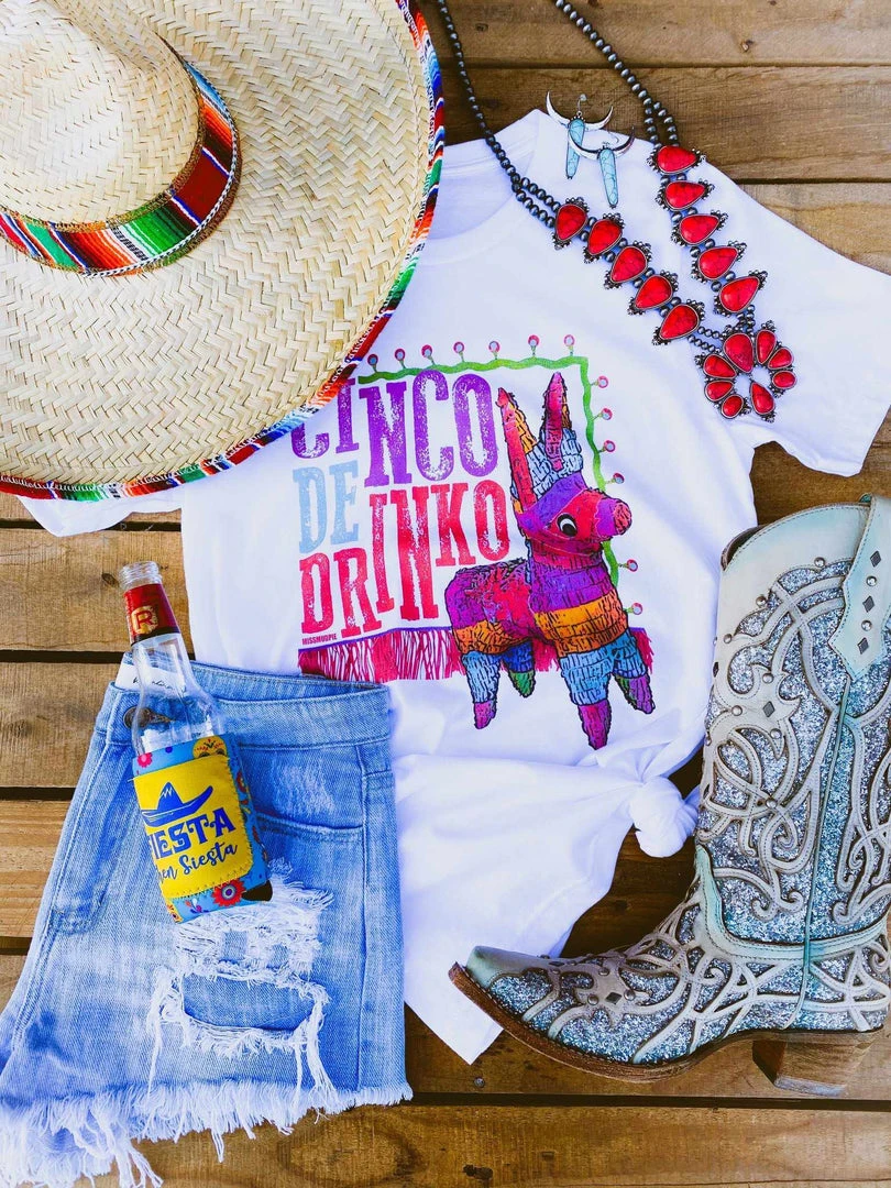 Miss Mud Pie Cinco De Drinko Tee - White Clothing 1 Miss Mud Pie Cinco De Drinko Tee - White Clothing