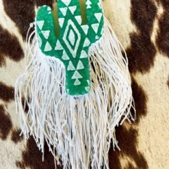 Southern Custom Designs New Arrivals Green Aztec Cactus Fringe Freshie
