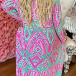 Dongguan Haohoo Clothing CO., Ltd PREORDER The Royal Sequin Duster - Hot Pink And Mint