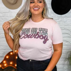 Bling-A-Gogo Dibs On The Cowboy Tee - Faded Pink