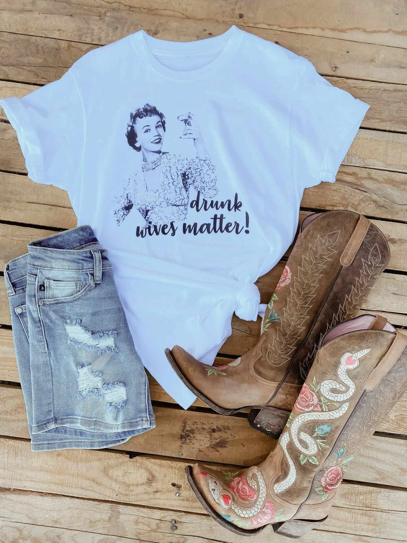 Bling-A-Gogo Tees Drunk Wives Tee 1 Bling-A-Gogo Tees Drunk Wives Tee