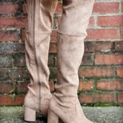 Olem Shoe Corporation Easy On Me Over The Knee Taupe Boot