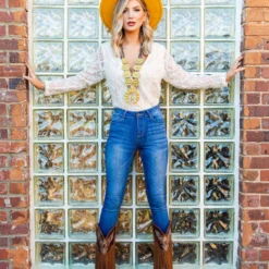 D & J Industries Co., LTD. Enchanted Nights Bodysuit - Ivory Lace