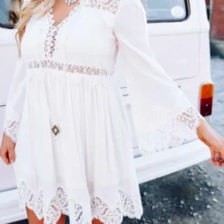 D & J Industries Sale! Eyes On You Dress - White