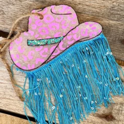 Southern Custom Designs Leopard Cowgirl Hat And Fringe Freshie