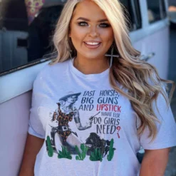 Bling-A-Gogo Tees Fast Horses Big Guns And Lipstick Tee