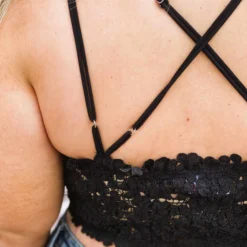 Southern Fried Chics Bralettes Flirty Floral Bralette - Black