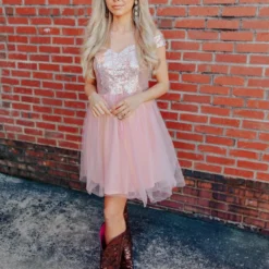 D & J Industries Bridal Friday Night Lights Dress Short - Gold/Peach